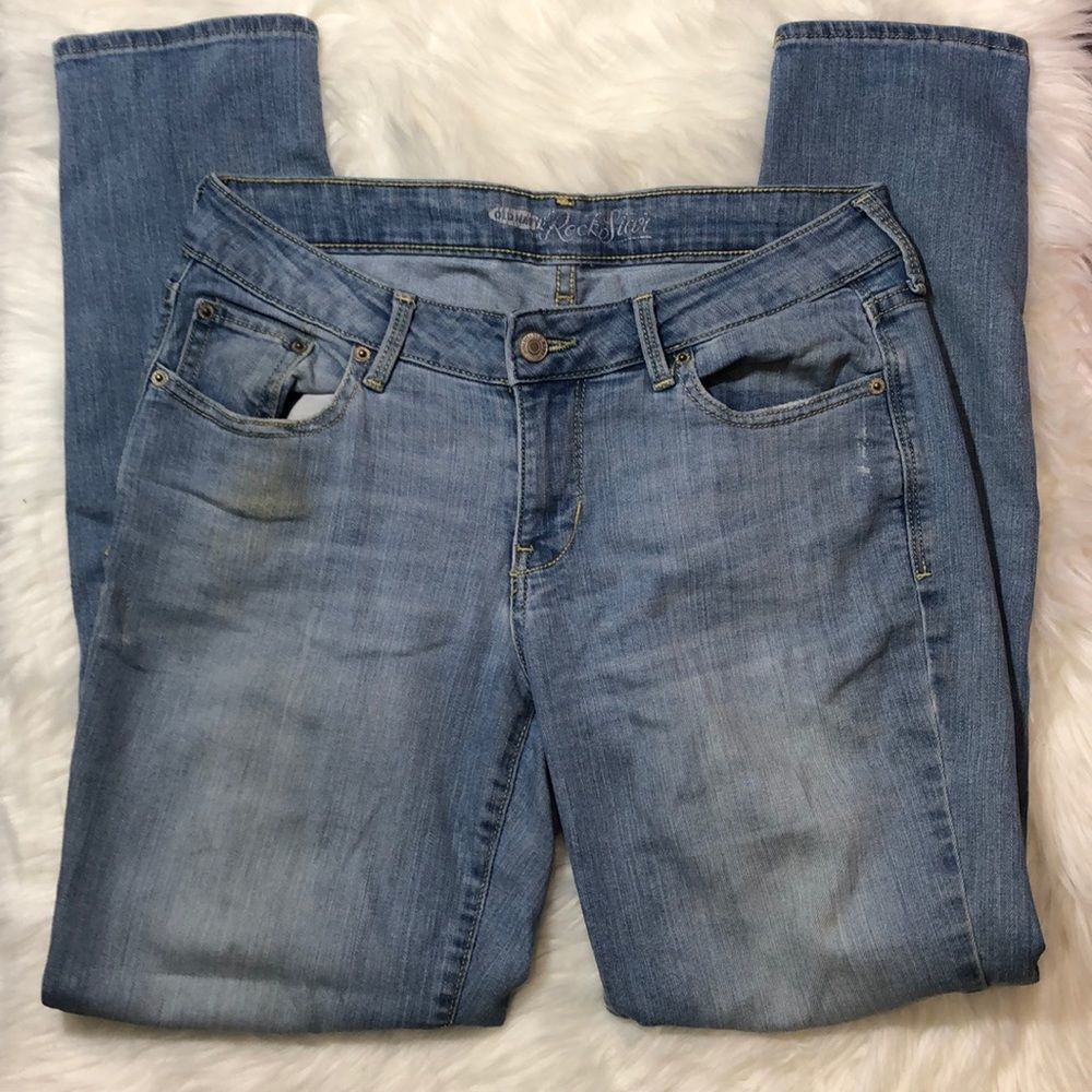 Old Navy Rock Star Distressed Light Wash Jeans 8 - Picture 6 of 16